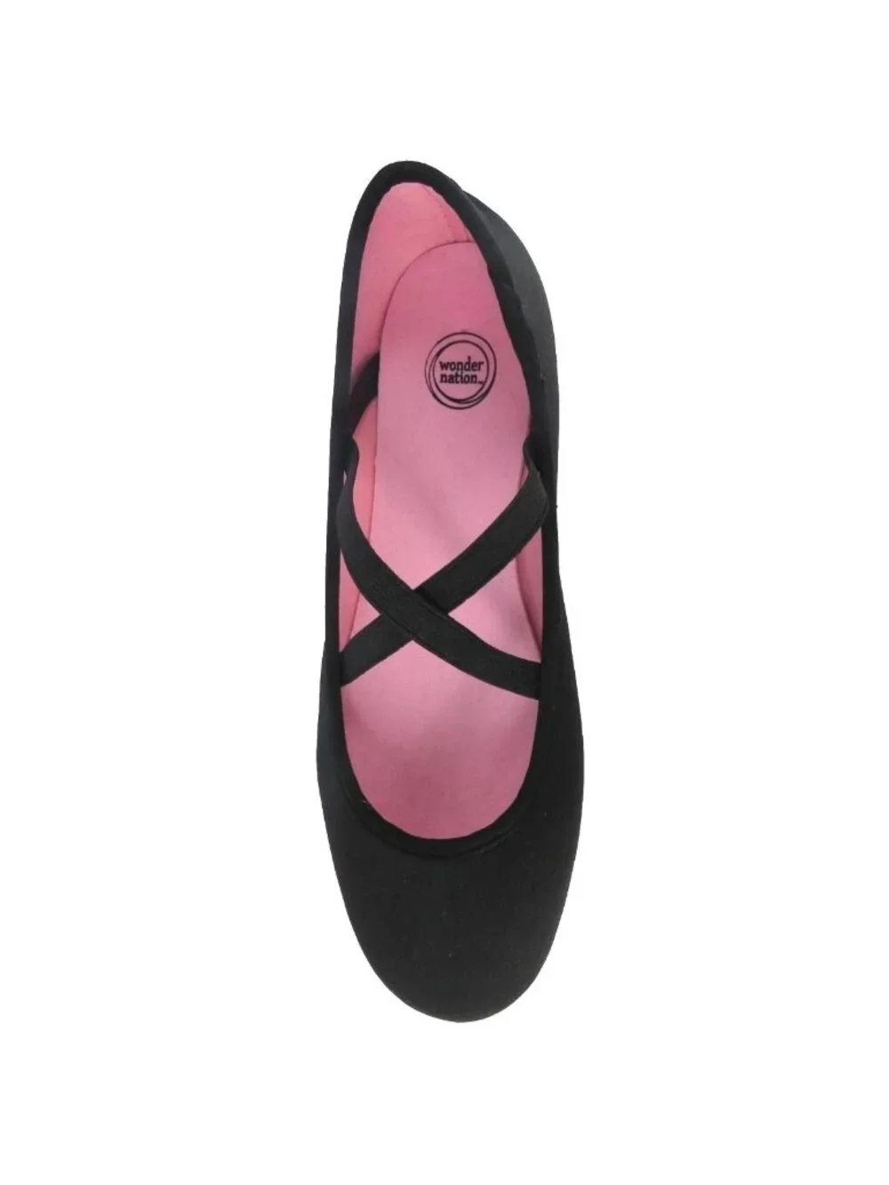 Wonder Nation Infant Size 7 Flats Criss Cross Straps Black Ballet Style Shoes